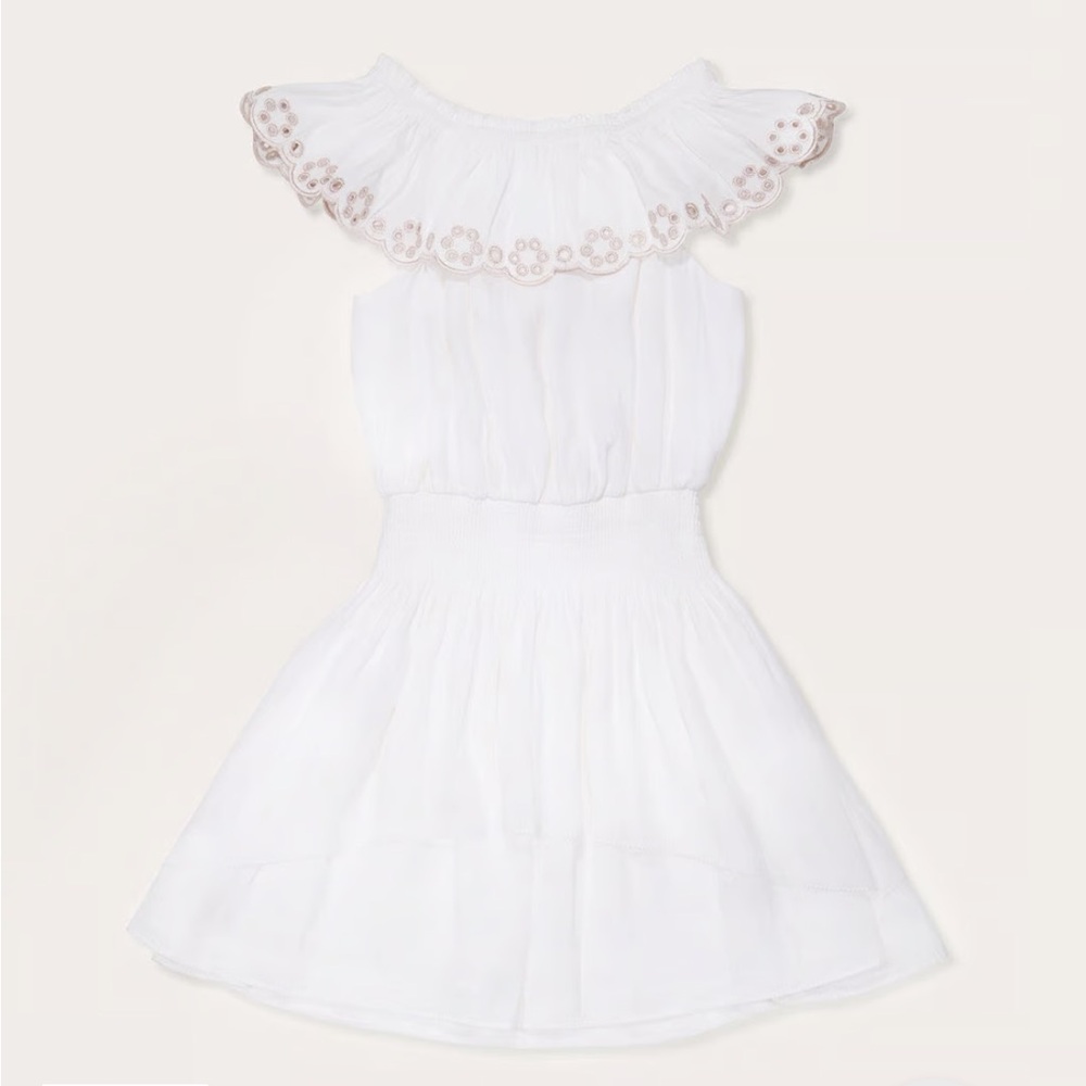 Ramy Brook Girls Cynthia Ruffle Mini Dress White Size 3-4y 3t 4t